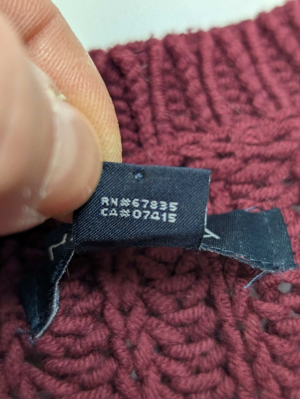 Pull Nautica Bordeaux Grosse Maille Torsadée Col Rond Femme S ✨