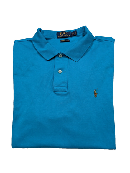 Polo manches courtes Polo Ralph Lauren XL bleu turquoise Pima logo multicolore