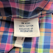Chemise Ralph Lauren M Rose Bleu Carreaux Shirt Button Down Logo Fluo Coton