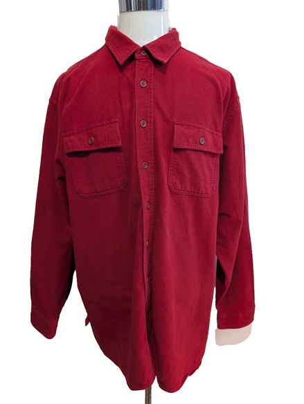 CHEMISE L.L. BEAN FLANELLE ROUGE XXL VINTAGE Chamoisette Workwear