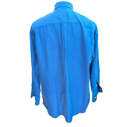 Chemise Nautica Oxford L bleu uni coton manches longues logo brodé