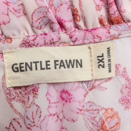 Chemisier Gentle Fawn Femme 2XL Fleuri Rose Manches Poète Neuf