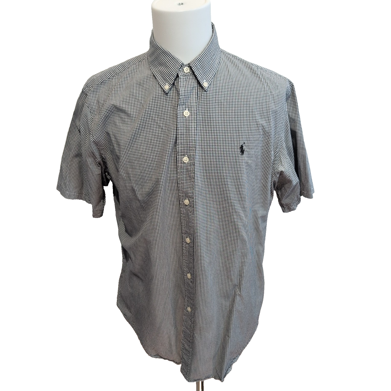 Chemise Ralph Lauren Custom Fit XL Noir Blanc Carreaux Manches Courtes