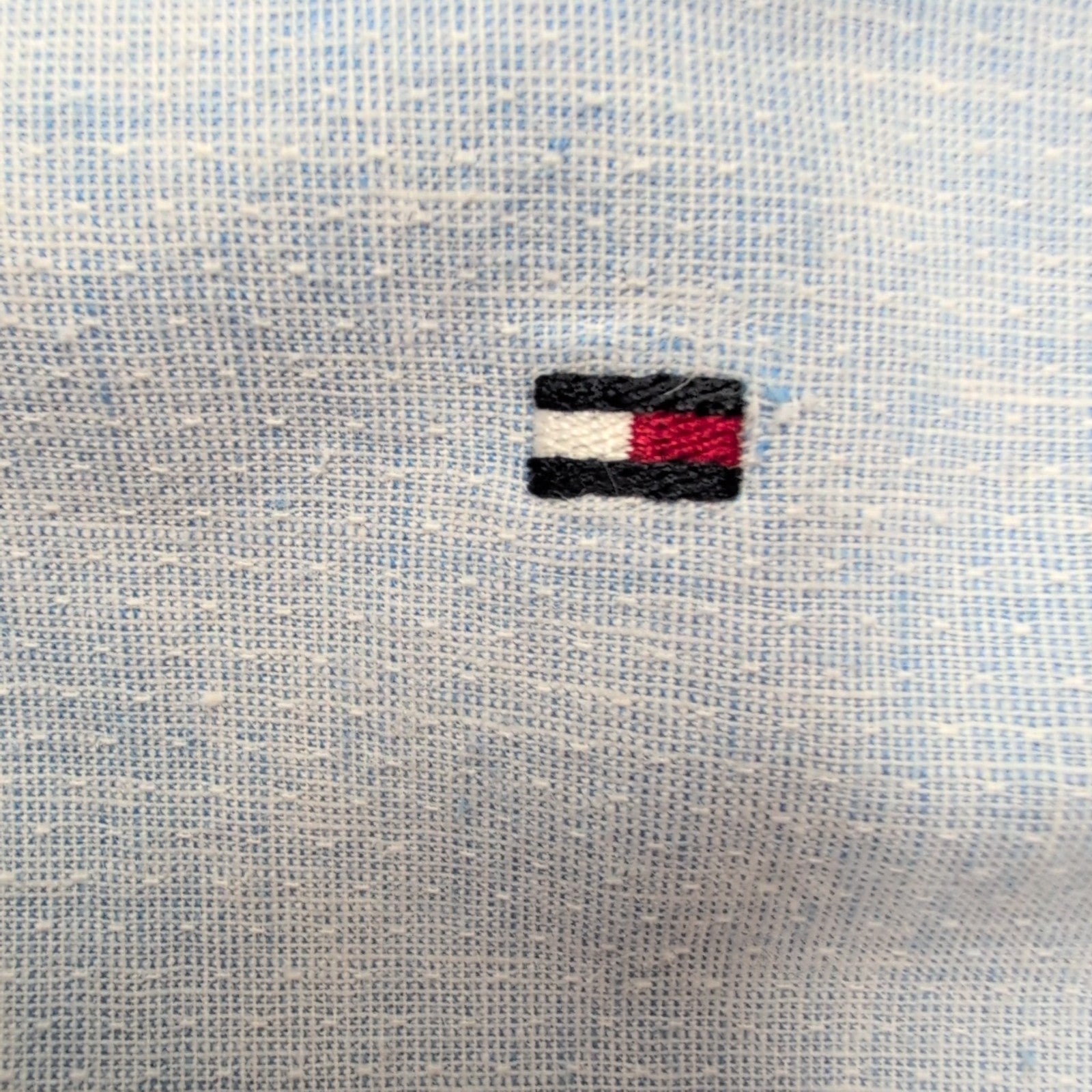 Chemise Tommy Hilfiger Homme Taille S Bleu Clair Lin Coton Logo Brodé