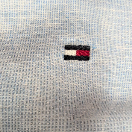 Chemise Tommy Hilfiger Homme Taille S Bleu Clair Lin Coton Logo Brodé