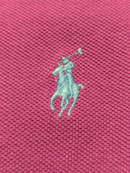 Polo manches courtes Polo Ralph Lauren violet lilas logo turquoise Custom Fit L
