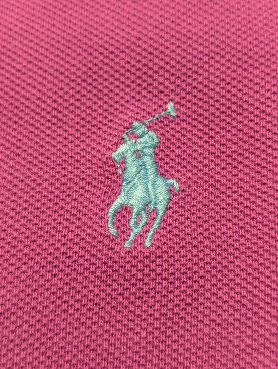 Polo manches courtes Polo Ralph Lauren violet lilas logo turquoise Custom Fit L