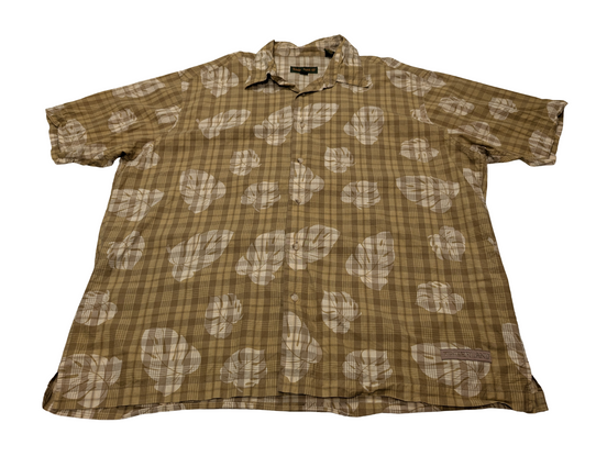Chemise hawaïenne Timberland marron clair manches courtes taille XL #603 hawaien