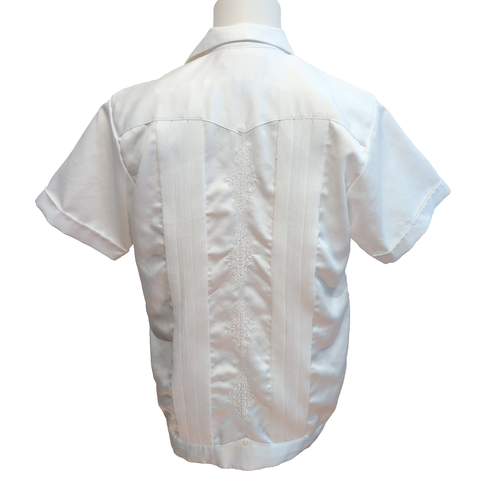 Chemise Guayabera Copacabana Mexico Satin Blanc Cuba Panama M manches courtes