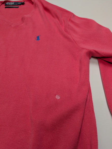 Pull Polo Ralph Lauren Rose Logo Bleu Ciel - 100% Coton Pima - Taille L/XL