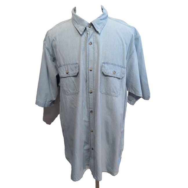 Chemise Wrangler bleue effet jean poches manches courtes 2XL