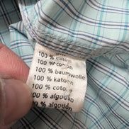 Chemise Lacoste L 42 Vert Turquoise Carreaux 100% Coton Logo Brodé