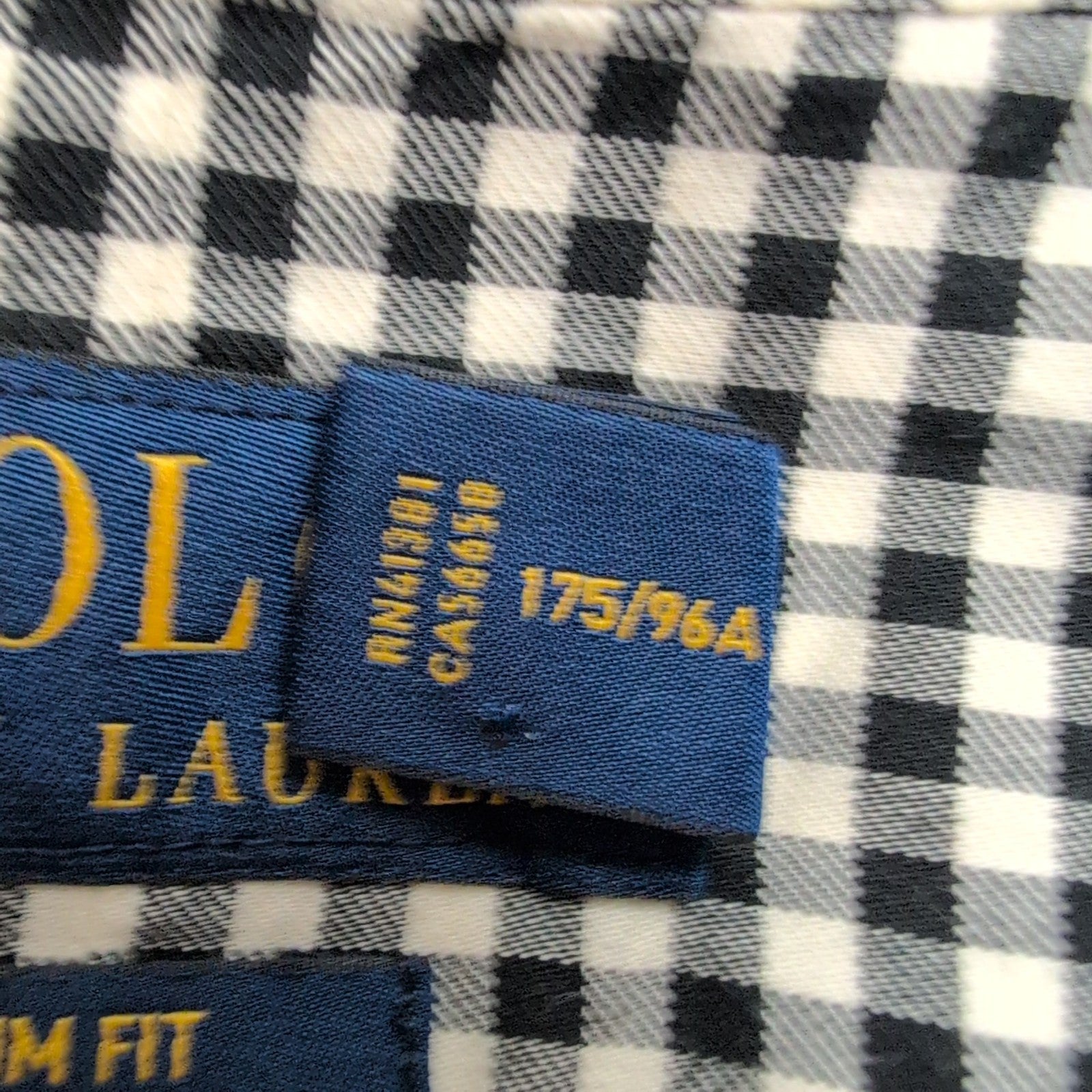 Chemise Polo Ralph Lauren M Slim Fit Noire Blanche Carreaux Shirt Col Classique