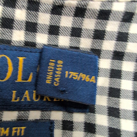 Chemise Polo Ralph Lauren M Slim Fit Noire Blanche Carreaux Shirt Col Classique