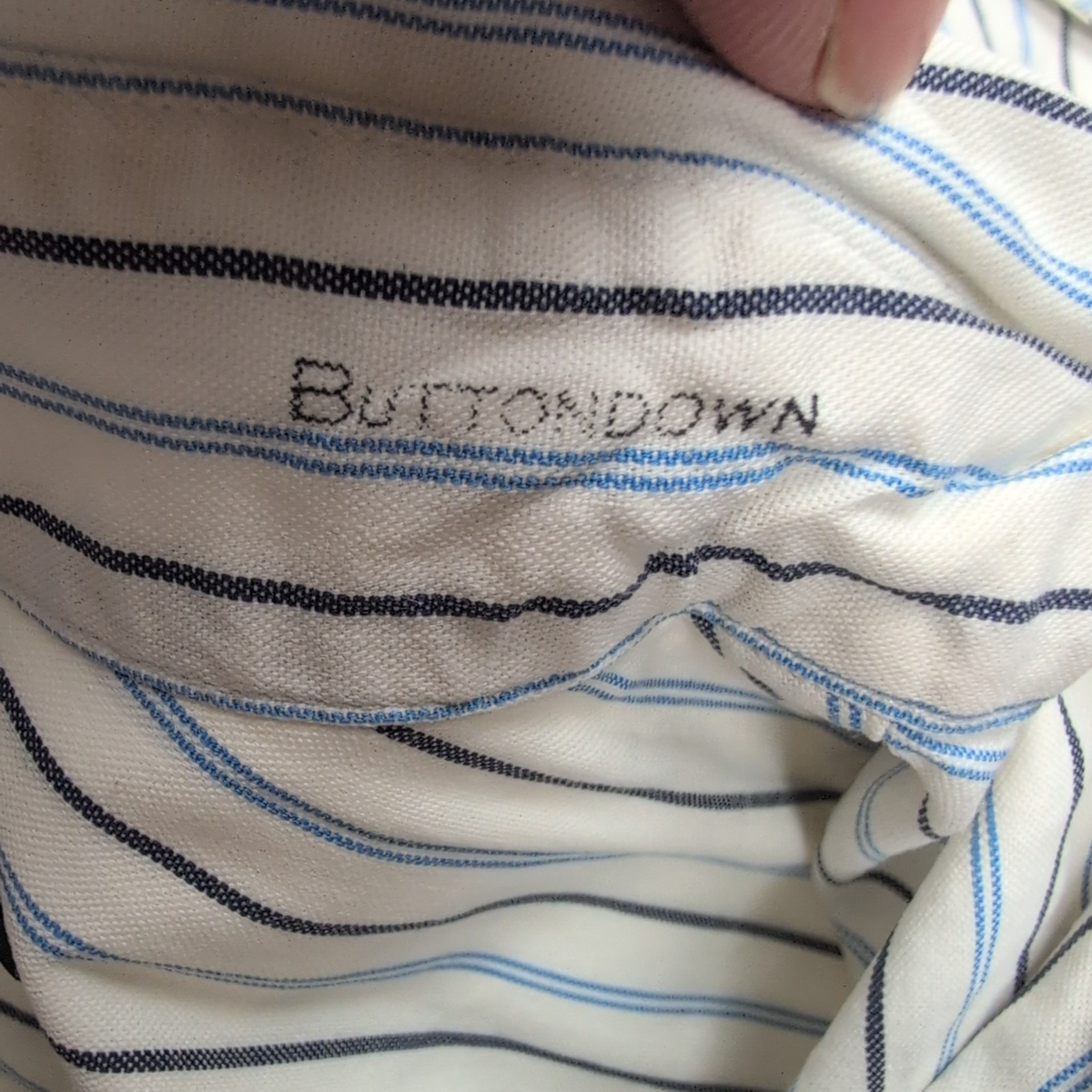 Chemise Ralph Lauren XL Custom Fit Bleu Blanc Rayures Shirt Button Down Coton