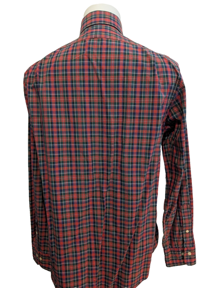 Chemise Polo Ralph Lauren Regent Custom Fit Rouge à carreaux Taille L Sans Logo