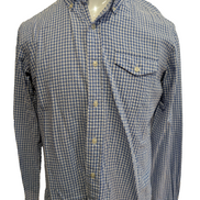 Chemise Polo Ralph Lauren Shirt M Custom Fit Bleu Blanc Gaufrée Sans Logo Button