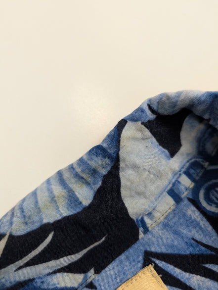 Chemise Hawaïenne Panama Jack Bleue Motifs Fleurs et Voitures - Taille L