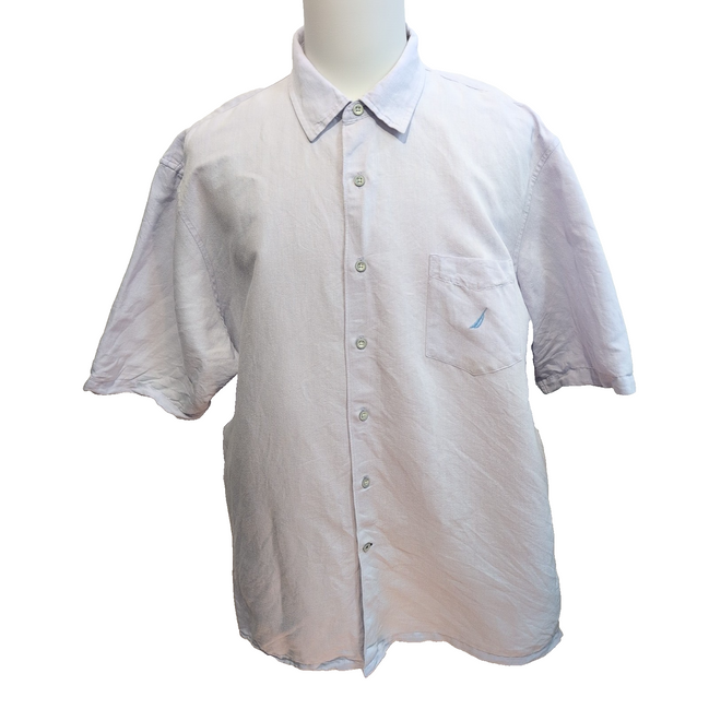 Chemise Nautica Classic Fit XXL Lilas Ramie (Lin) Coton Manches Courtes