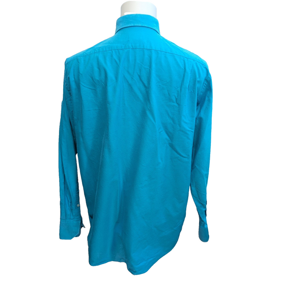 Chemise Lacoste 42 XL Bleu Ciel Uni 100% Coton Logo manches longues