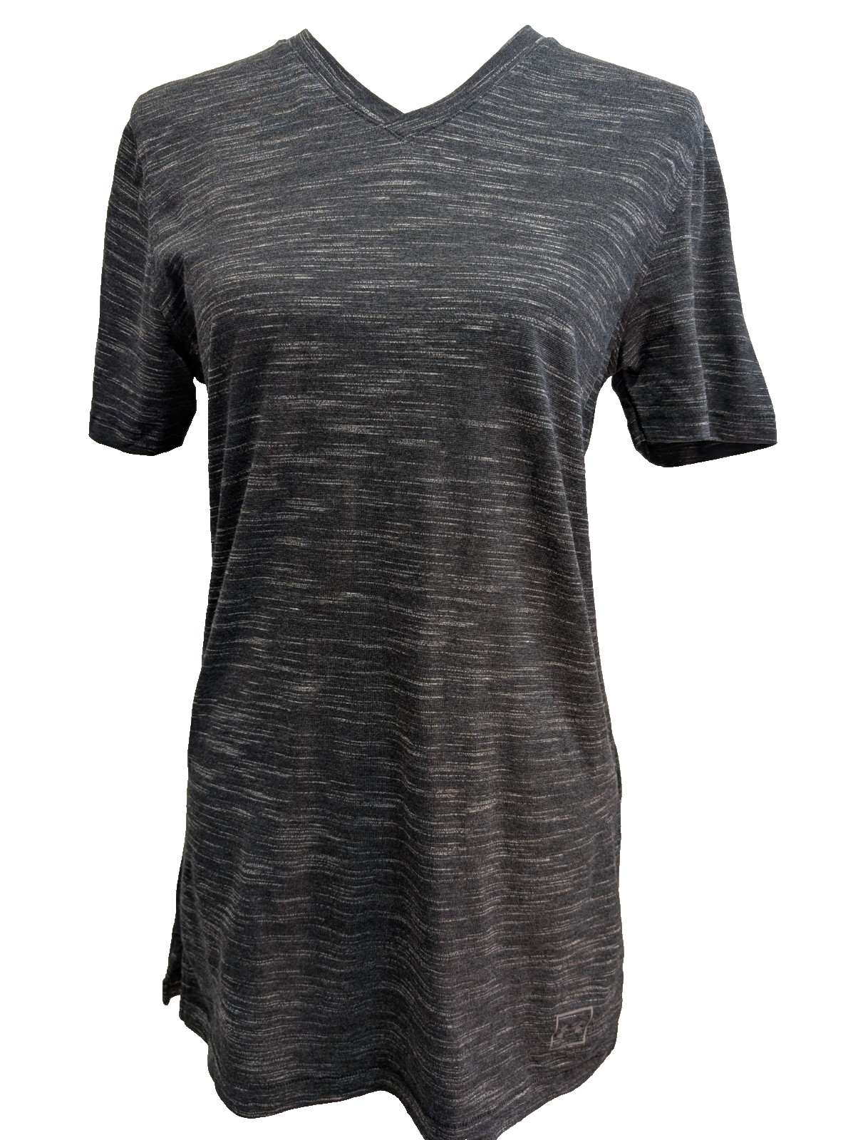 T-shirt Long Under Armour Femme Col V Noir et Gris Mat Taille S