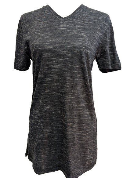 T-shirt Long Under Armour Femme Col V Noir et Gris Mat Taille S