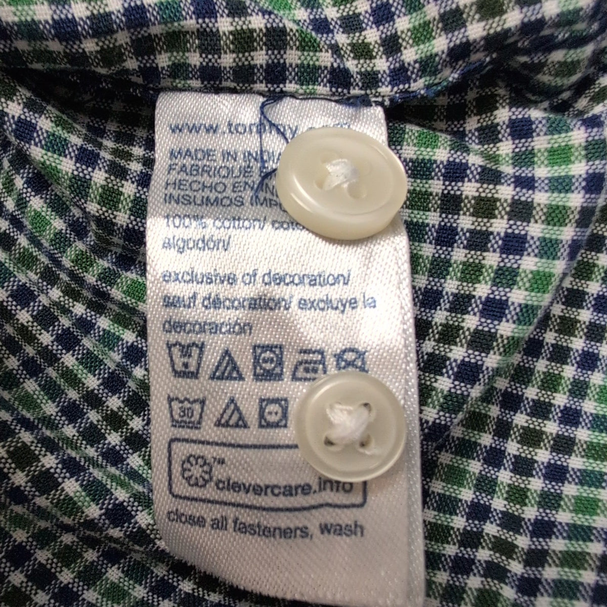 Chemise Tommy Hilfiger Verte À Petits Carreaux Regular Fit Taille XXL
