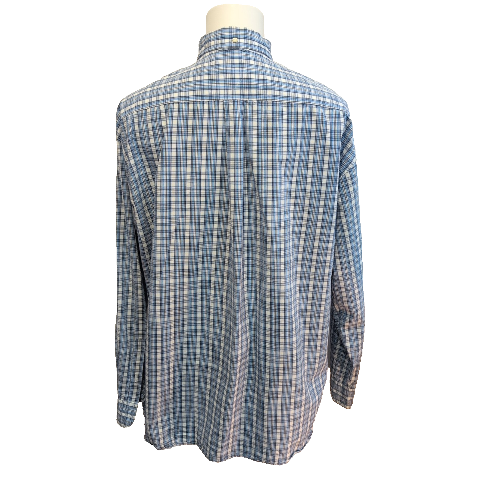 Chemise Tommy Hilfiger à Carreaux Bleu et Blanc Manches Longues 1 Poche - T.XL