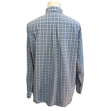 Chemise Tommy Hilfiger à Carreaux Bleu et Blanc Manches Longues 1 Poche - T.XL