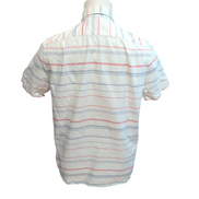 Chemise Nautica S Blanc Rayures Rouge Bleu MC Classic Fit 100% Coton