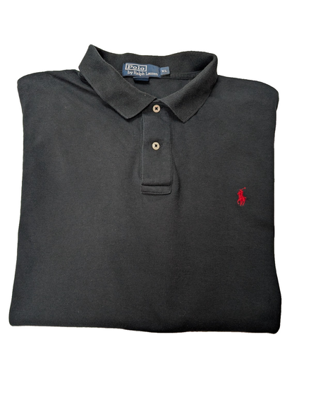 Polo manches courtes Polo Ralph Lauren XL noir uni logo rouge coton