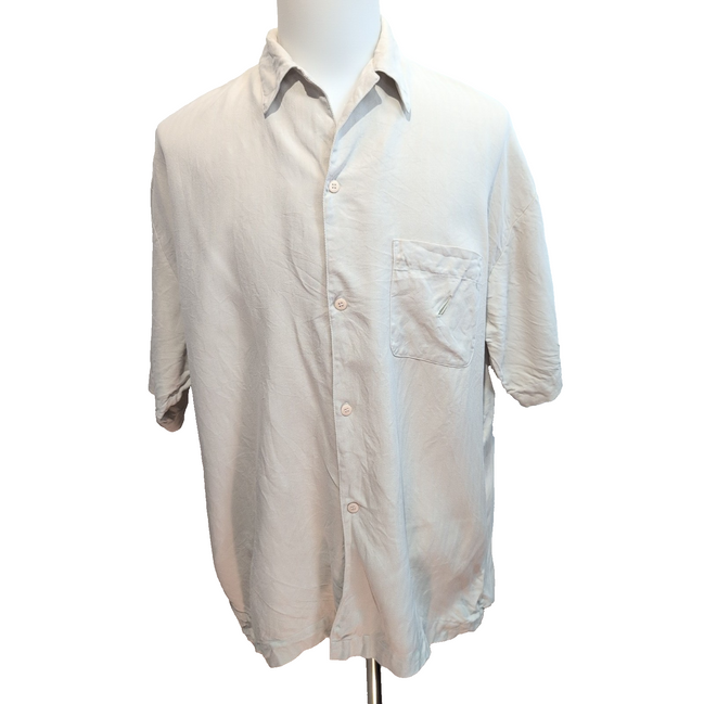 Chemise Nautica M Crème Blanc Cassé 100% Soie Manches Courtes