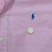 Chemise Ralph Lauren Homme S Manche Courte Rose Classic Fit Logo Bleu Petite Tai