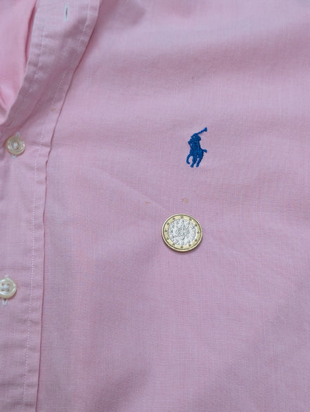 Chemise Ralph Lauren Homme S Manche Courte Rose Classic Fit Logo Bleu Petite Tai