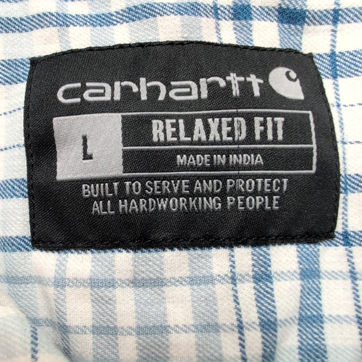 Chemise Carhartt L Relaxed Fit Carreaux Bleu Manches courtes 2 Poches Coton