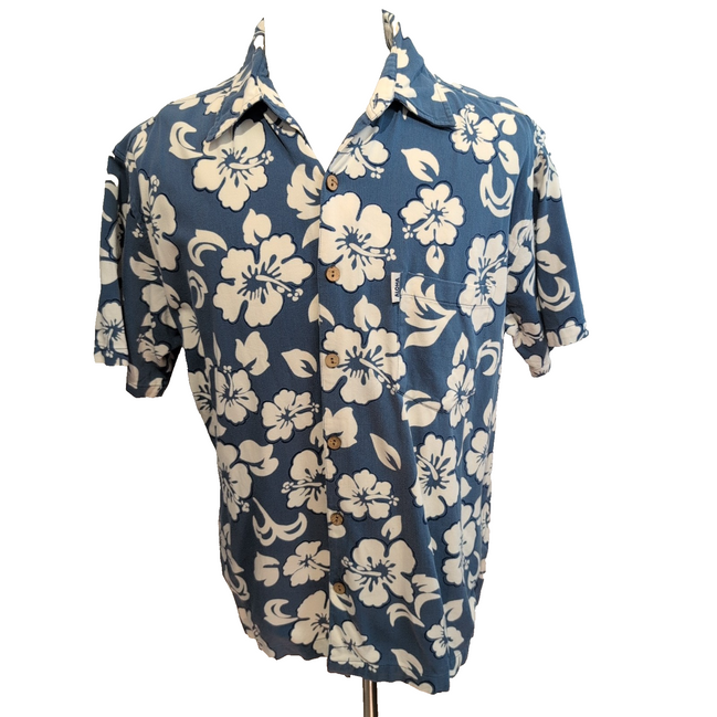 Chemise Hawaïenne Manches Courtes Honolua Surf Co Hawaii Floral Bleu L