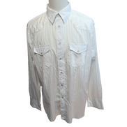 Chemise WRANGLER Homme XL Blanche Western Satinée Manches Longues Poches