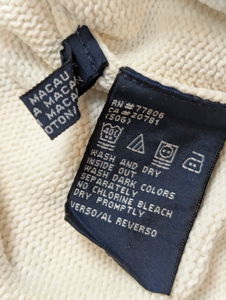 Pull Tommy Hilfiger Homme Col Rond Blanc Cassé Maille Robuste - Taille M