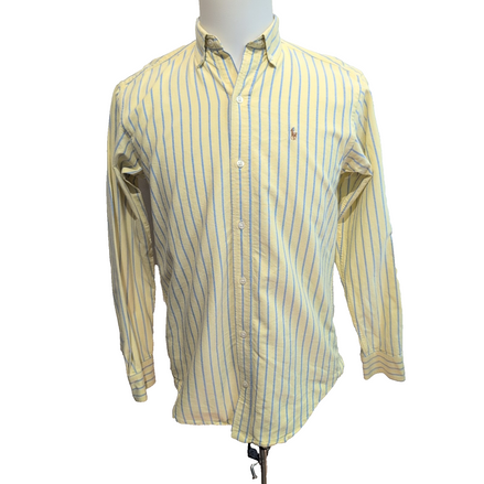 Chemise Ralph Lauren Edge Taille 18 (XL) Junior Rayures Gris Logo Marron