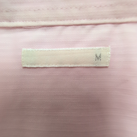 Chemise GU Taille M Rose Pâle Rayures Manches Courtes Poche Coton Mélangé