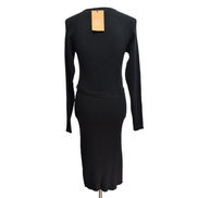 Robe Vero Moda XL Noire Maille Ceinture Manches Longues Neuve Étiquette