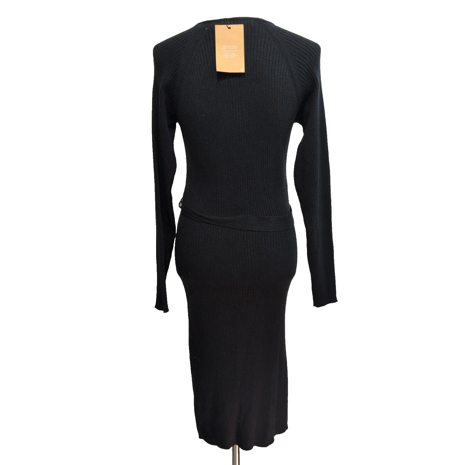 Robe Vero Moda XL Noire Maille Ceinture Manches Longues Neuve Étiquette