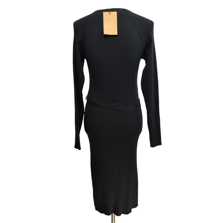 Robe Vero Moda XL Noire Maille Ceinture Manches Longues Neuve Étiquette