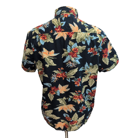 Chemise hawaïenne MBX M bleu nuit motif floral 100% coton manches courtes