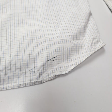 Chemise Lacoste M 40 Blanche Carreaux Bleus Vintage Logo Brodé Coton