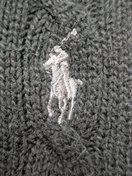 Pull Polo Ralph Lauren Torsadé Noir Logo Gris - Taille XL / XXL