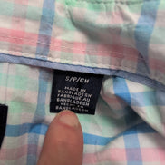 Chemise CHAPS vert bleu rose à carreaux manches courtes taille S #8e