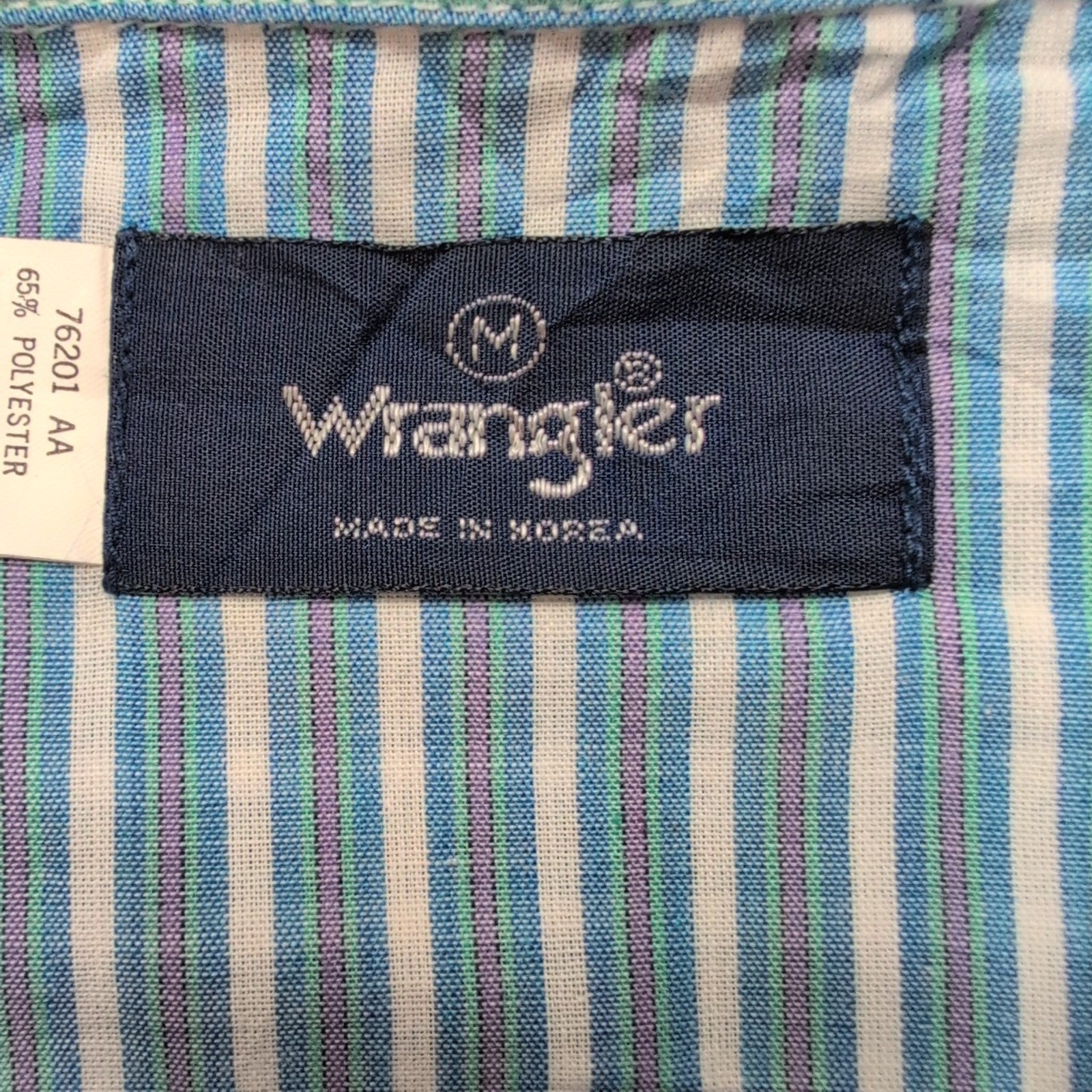 Chemise Wrangler Manche Courte Western Bleue Rayures Taille M Deux Poches