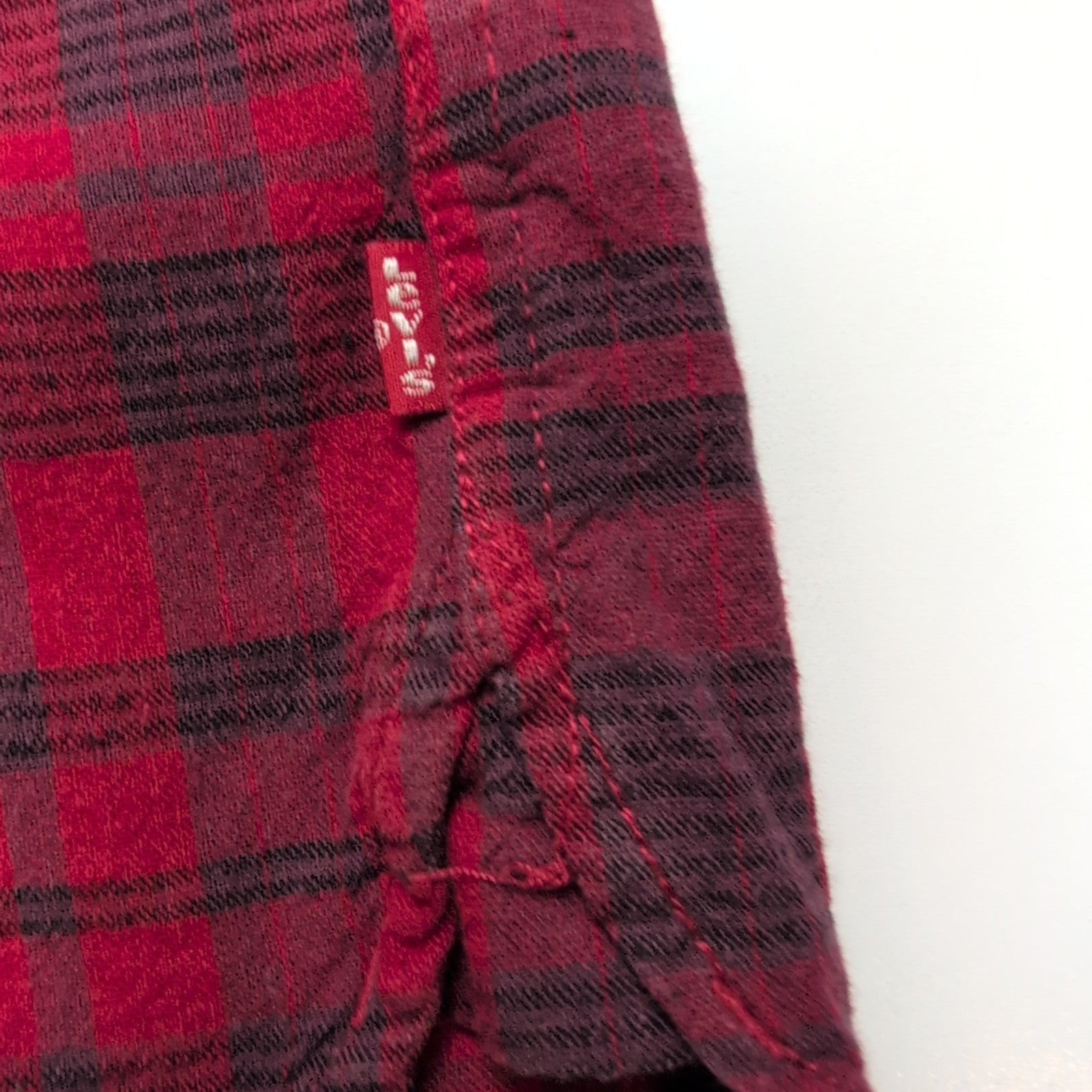 Chemise LEVI'S Homme M Rouge et Noire à Carreaux Manches Courtes Poche