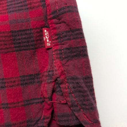 Chemise LEVI'S Homme M Rouge et Noire à Carreaux Manches Courtes Poche